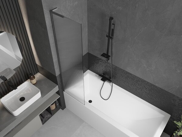 Mexen Next L, paravan de baie cu 1 aripă 50 x 150 cm, sticlă de 6 mm cu model nervuri, profil grafit, 895-050-000-03-09-66