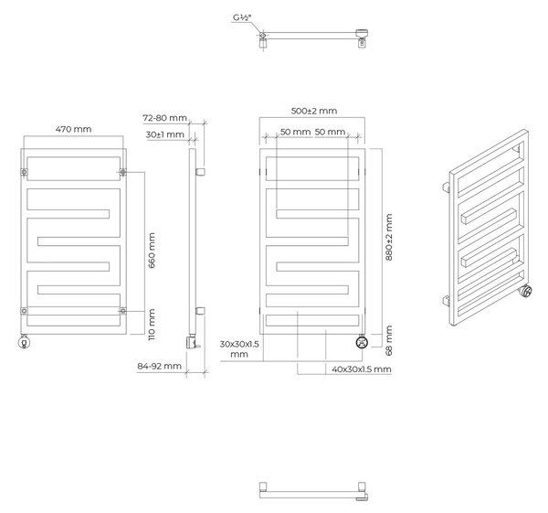 Oltens Flamma încălzitor electric 88x50 cm alb 55113000