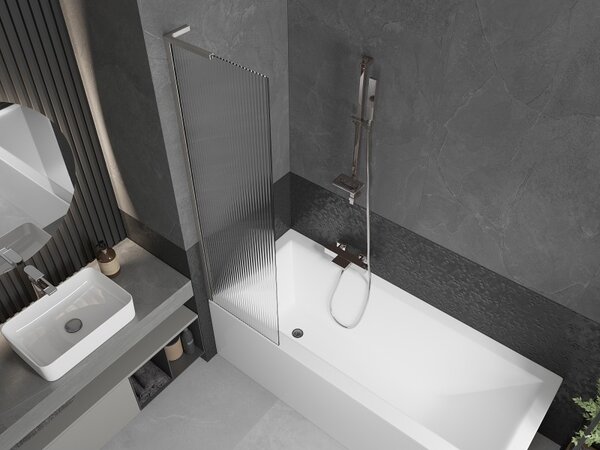 Mexen Next L, paravan de baie cu 1 aripă 50 x 150 cm, sticlă de 6 mm cu model nervurat, sticlă transparentă de 6 mm, profil din oțel periat, 895-050-000-03-09-97