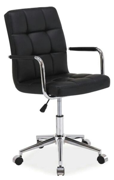 Scaun de birou Q-022, negru, piele ecologica/metal/plastic, 51x40x87/9