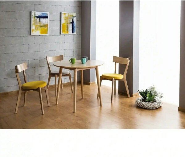 Scaun living Nelson, gri/stejar, stofa/lemn, 44X40X78 cm