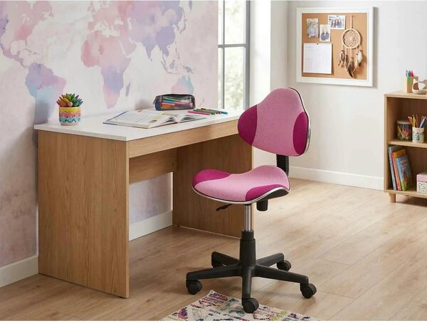 Scaun de birou pentru copii Q-G2, roz/negru, stofa/plastic, 48x41x80/9