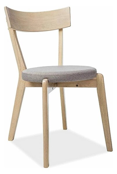 Scaun living Nelson, gri/stejar, stofa/lemn, 44X40X78 cm