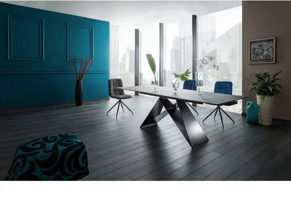Masa extensibila WESTIN I, negru, sticla securizata/metal, 160/240x90x