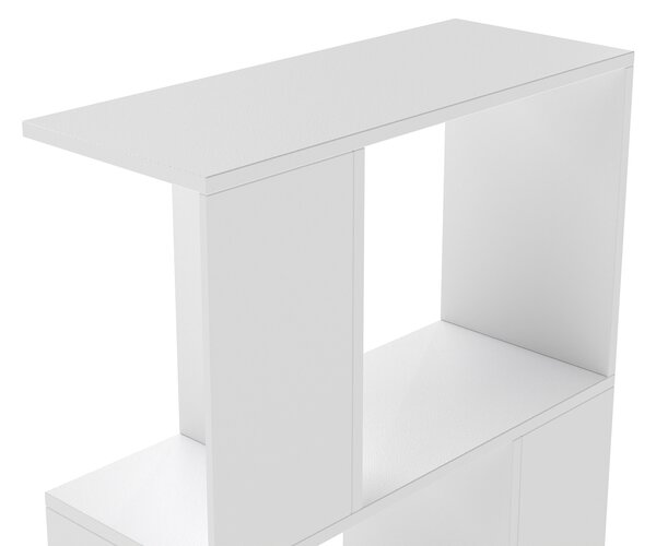HOMCOM Raft pentru Cărți cu 5 Rafturi Separate, Bibliotecă în Formă de S din Lemn, 60x24x184,5 cm, Alb | Aosom Romania