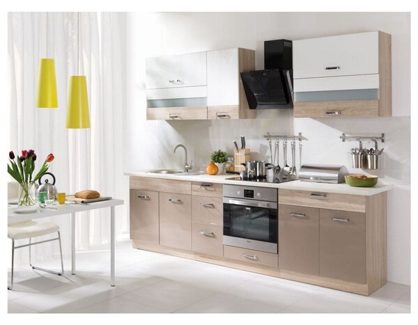Set bucatarie PREMIO A, carcasa stejar sonoma/fronturi cappuccino si a