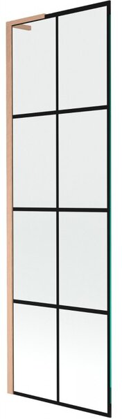 Mexen Next L, paravan de baie cu 1 aripă 60 x 150 cm, model sticlă transparentă-negru de 6 mm, profil cupru, 895-060-000-03-77-65