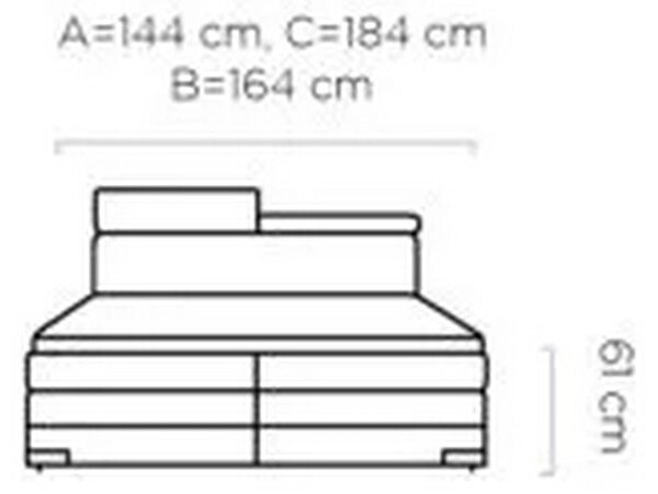 Pat boxspring KANO 160x200, stofa gri - Austin 17, cu saltea, topper