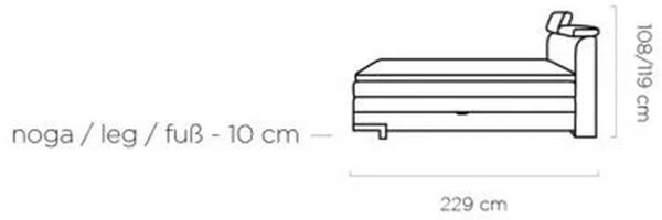 Pat boxspring KANO 160x200, stofa gri - Austin 17, cu saltea, topper