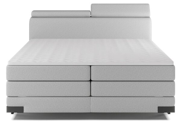 Pat boxspring KANO 160x200, stofa gri - Austin 17, cu saltea, topper