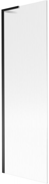 Mexen Next L, paravan de baie cu 1 aripă 60 x 150 cm, sticlă de 6 mm cu model nervuri, profil negru, 895-060-000-03-09-70