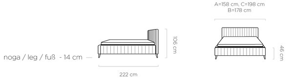 Pat MAGGIE SR 140x200, personalizabil, cu suport saltea si sistem de r