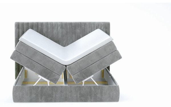 Pat boxspring MINOLA 140x200, personalizabil, cu saltele, topper si 2