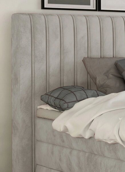 Pat boxspring MINOLA 140x200, personalizabil, cu saltele, topper si 2