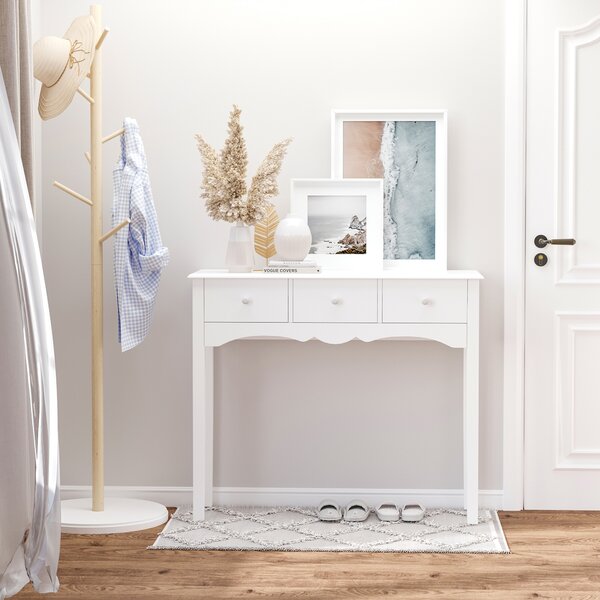 HOMCOM Masă Consolă Modernă cu 3 Sertare, Consolă de Intrare din MDF, pentru Hol, Sufragerie, 100x32x85 cm, Alb | Aosom Romania