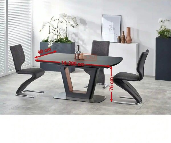 Masa extensibila BILOTTI, gri antracit/nuc, 160/200x90x76 cm