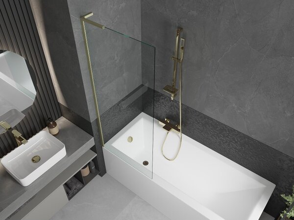 Mexen Next L, paravan de baie cu 1 aripă 70 x 150 cm, sticlă transparentă de 6 mm, profil auriu mat, 895-070-000-03-00-55