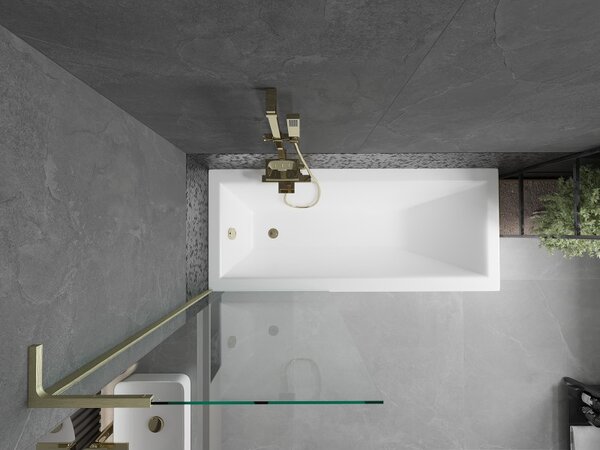 Mexen Next L, paravan de baie cu 1 aripă 70 x 150 cm, sticlă transparentă de 6 mm, profil auriu mat, 895-070-000-03-00-55