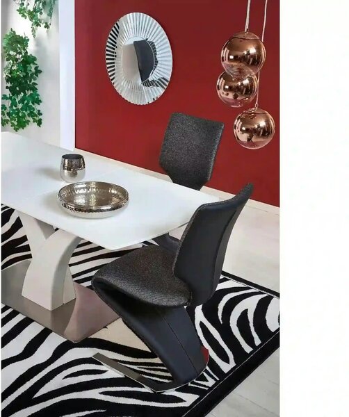 Masa extensibila 80 cm PALERMO, alb, sticla/otel