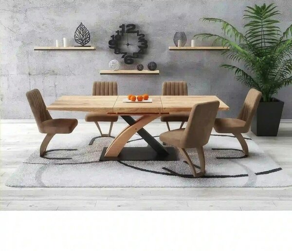 Masa extensibila SANDOR 3, stejar auriu/negru, 160/220x90x75 cm