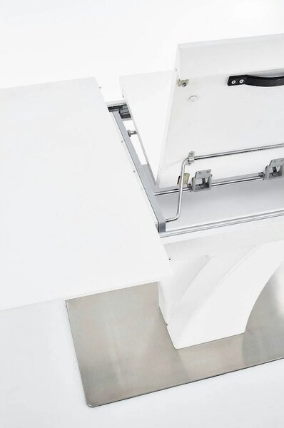 Masa extensibila 80 cm PALERMO, alb, sticla/otel
