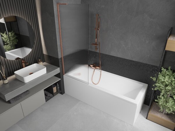 Mexen Next L, paravan de baie cu 1 aripă 70 x 150 cm, sticlă de 6 mm cu model nervuri, profil de cupru, 895-070-000-03-09-65