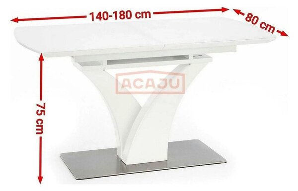 Masa extensibila 80 cm PALERMO, alb, sticla/otel