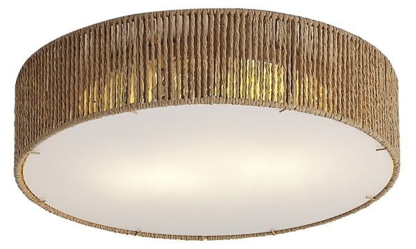 Plafonieră Japandi naturală cu abajur 38cm 2 lumini - Luz