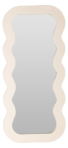Oglindă decorativă cu ramă ondulată – 37x80 cm, sticlă + cadru MDF, bej