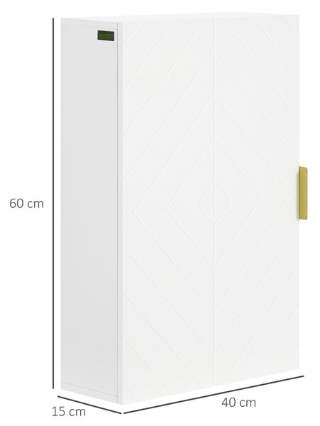 Kleankin Dulap pentru Baie Suspendat cu Rafturi Ajustabile, 40x15x60 cm, Alb | Aosom Romania