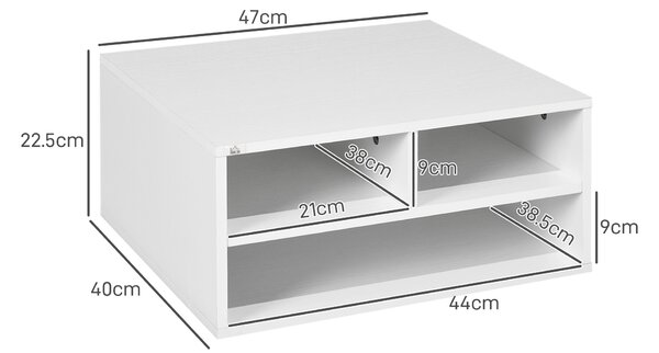 HOMCOM Suport pentru Imprimantă cu 2 Niveluri, 47x40x27.5 cm, Alb | Aosom Romania