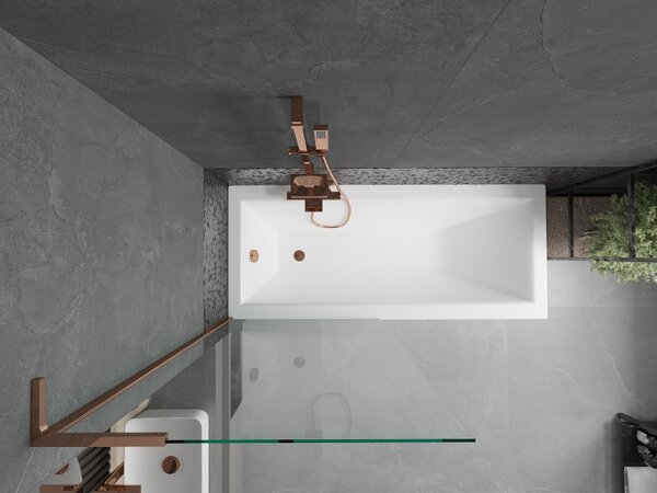 Mexen Next L, paravan de baie cu 1 aripă 80 x 150 cm, sticlă transparentă de 6 mm, profil auriu roz, 895-080-000-03-00-60