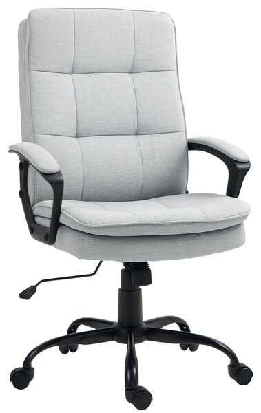 HOMCOM Scaun de Birou Ergonomic cu Spătar Înalt, Înălțime Reglabilă, Funcție de Leagăn și Brațe, 63x70x102-112 cm, Gri | Aosom Romania