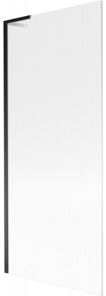 Mexen Next L, paravan de baie cu 1 aripă 80 x 150 cm, sticlă de 6 mm cu model nervuri, profil negru, 895-080-000-03-09-70
