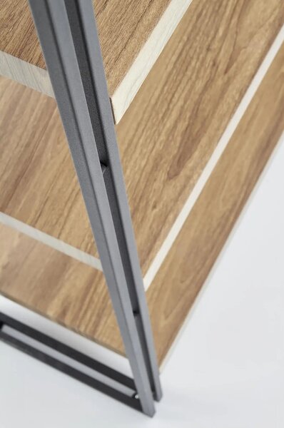 Etajera BOLIVAR, stejar auriu/negru, 100x30x120 cm