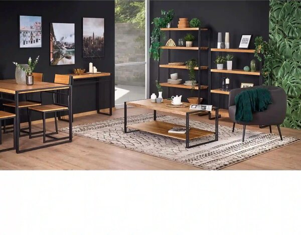 Etajera BOLIVAR REG2, stejar auriu/negru, 100x30x155 cm