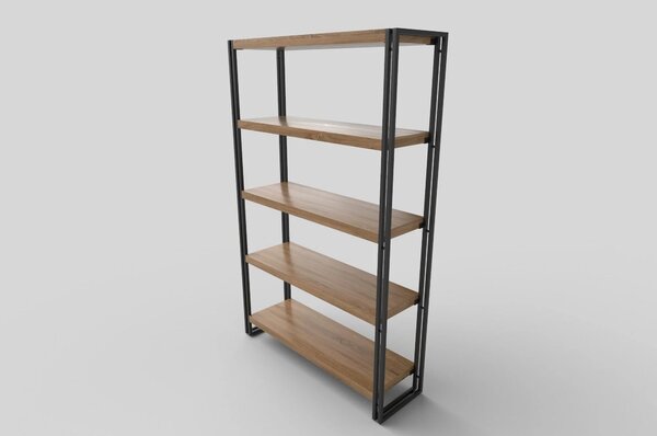 Etajera BOLIVAR REG2, stejar auriu/negru, 100x30x155 cm