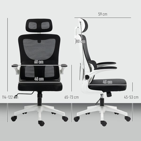 Vinsetto Scaun de Birou Ergonomic cu Tetieră Detașabilă Negru | Aosom Romania