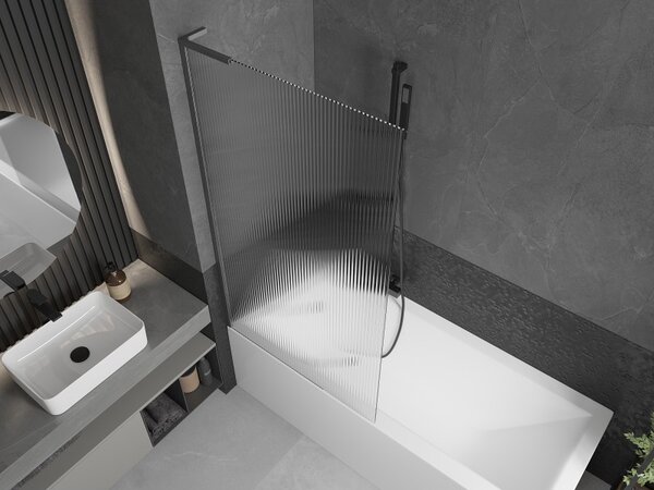 Mexen Next L, paravan de baie cu 1 aripă 90 x 150 cm, sticlă de 6 mm cu model nervuri, profil grafit, 895-090-000-03-09-66