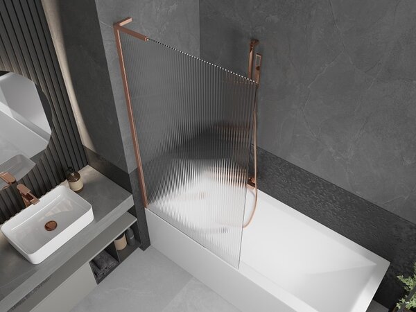 Mexen Next L, paravan de baie cu 1 aripă 90 x 150 cm, sticlă 6 mm cu model nervuri, profil de cupru, 895-090-000-03-09-65