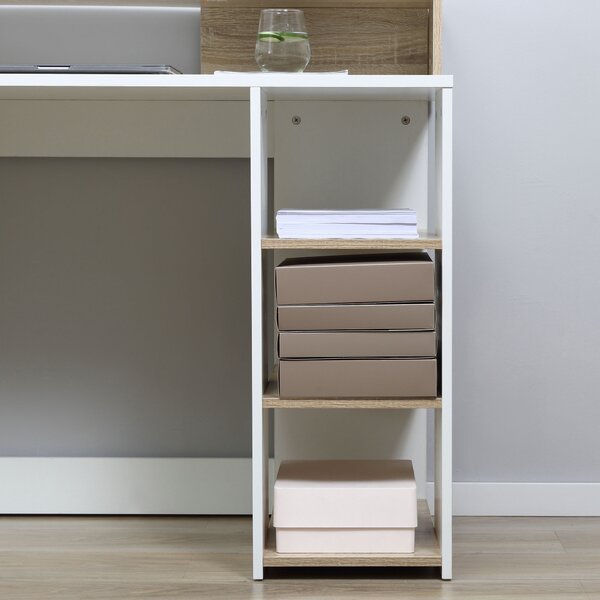 HomCom Homcom Masa de Birou Moderna pentru Computator cu Rafturi din Lemn MDF 140x55x92cm