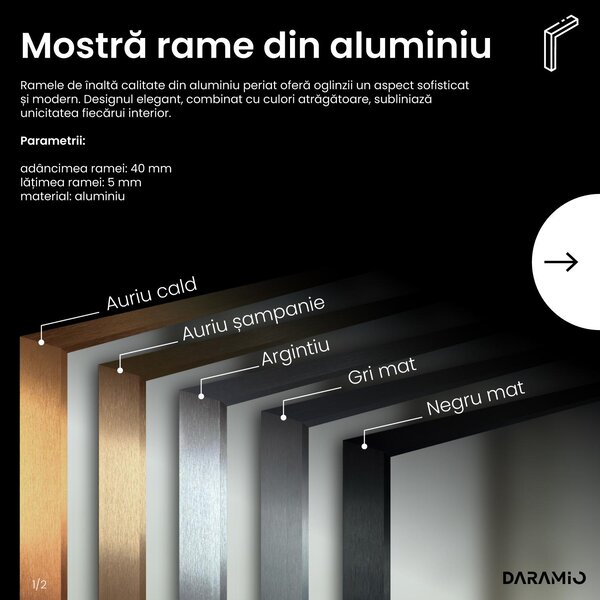 Daramio Oglindă de baie cu iluminare LED F2