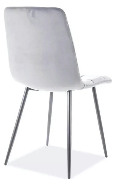 Scaun tapitat MILA, gri, stofa catifelata/metal, 47x45x87