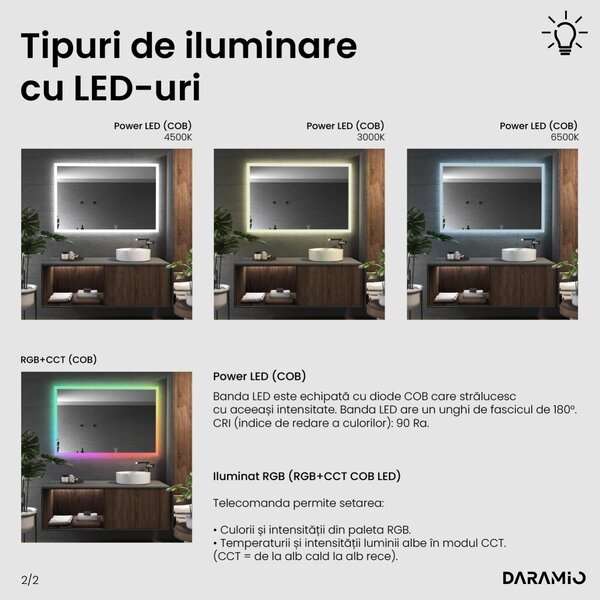 Daramio Oglindă de baie cu iluminare LED F5