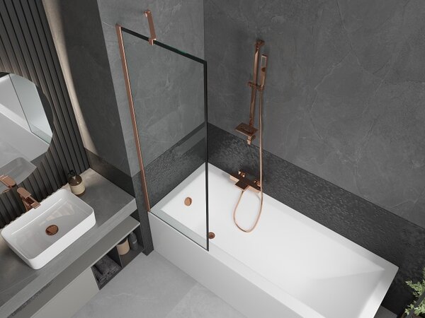Mexen Next, paravan de baie cu 1 aripă 60 x 150 cm, sticlă transparentă de 6 mm - model negru, cupru mat, 895-060-000-00-70-65