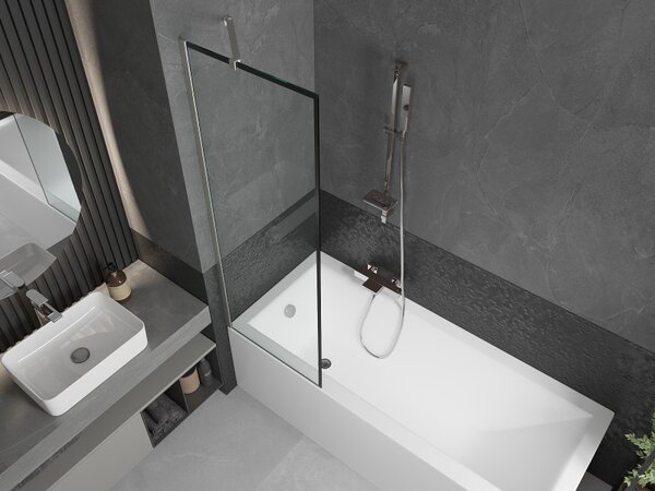 Mexen Next, paravan de baie cu 1 aripă 60 x 150 cm, sticlă transparentă de 6 mm - model negru, oțel, 895-060-000-00-70-97