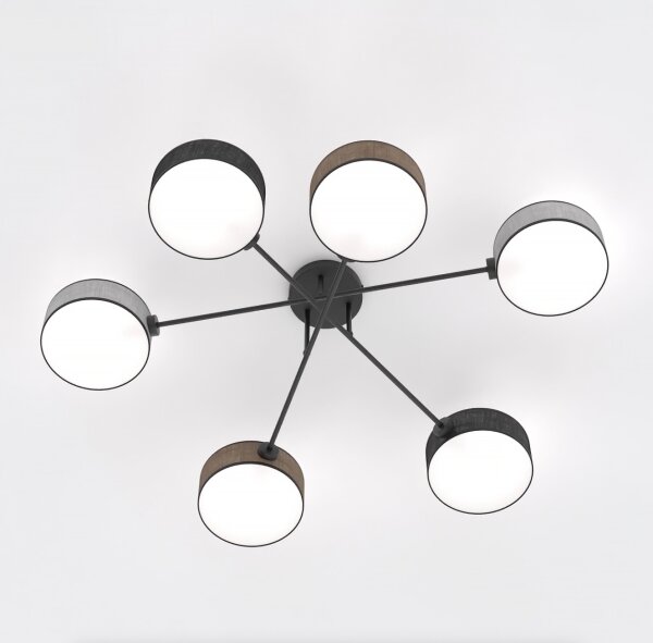 Lustră aplicată MAGA, 6 x E14, 10 W, 230 V, negru/maro/gri