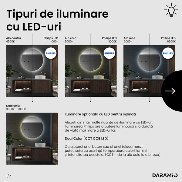 Oglindă atipică cu iluminare LED G10