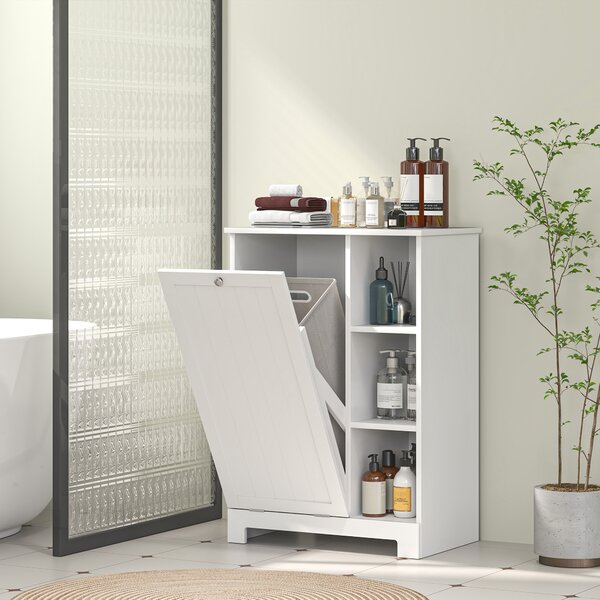 HOMCOM Dulap Modern pentru Rufe cu Coș Detașabil și Compartimente de Depozitare, 60x38x86 cm, Alb | Aosom Romania