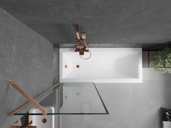 Mexen Next, paravan de baie cu 1 aripă 70 x 150 cm, sticlă transparentă de 6 mm - model negru, cupru mat, 895-070-000-00-70-65